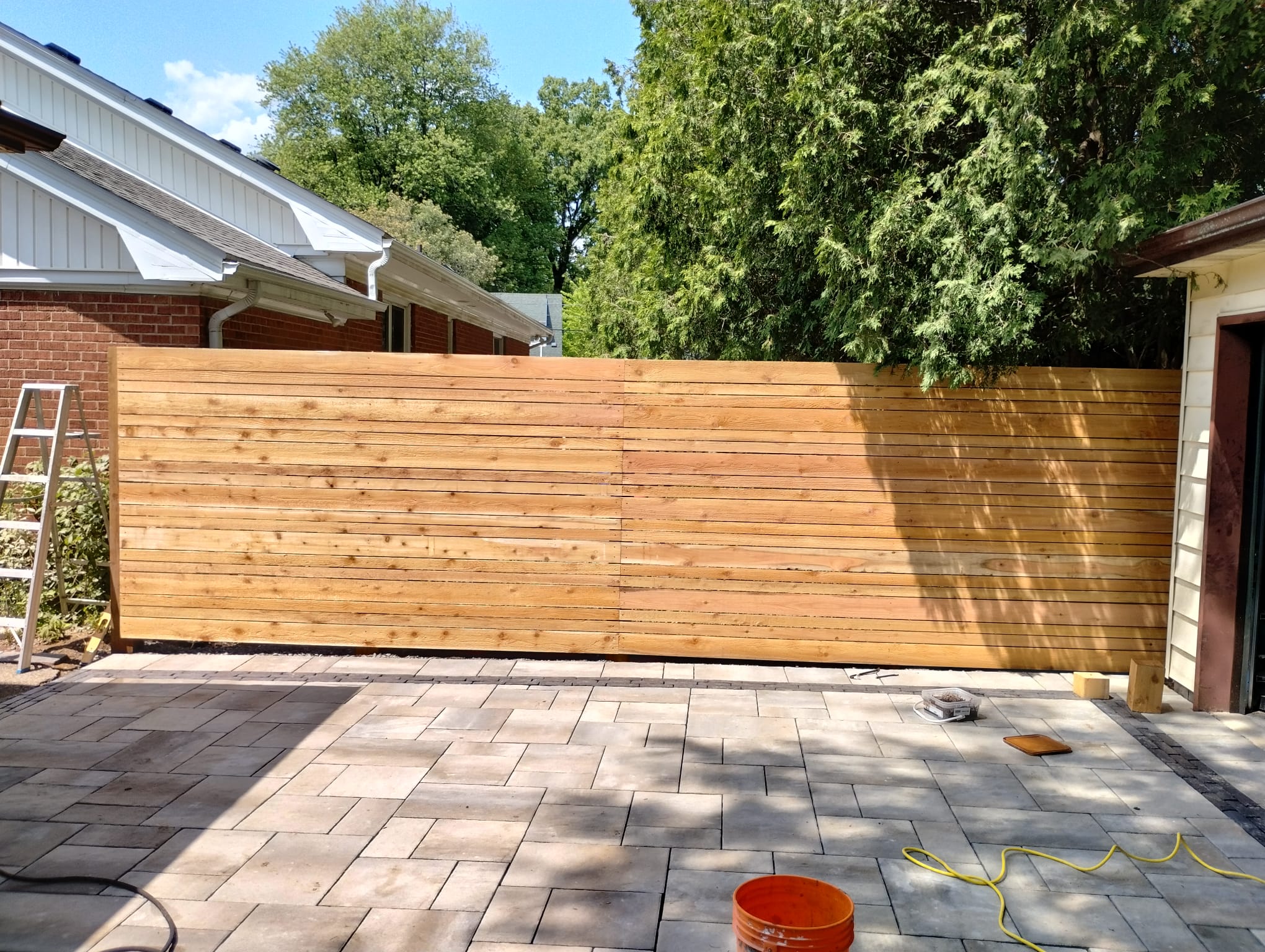 Deck and wood structure backyard